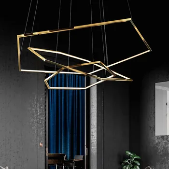 Sešstūra Suspensijas Gaismas Luksusa Zelta Montāža mūsdienīgs Dizains LED Pendant Lampas dzīvojamā istabā Villa Minimālisma Apgaismojums Apdare
