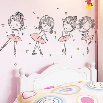 [shijuekongjian] Karikatūra Meitene Dejotājs Sienas Uzlīmes DIY Pieneņu Ziedi Sienas Uzlīmes Bērniem, Bērnu Istabas Guļamistabas Māja Apdare