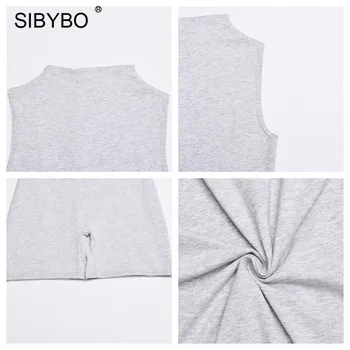 Sibybo Īsām Piedurknēm Sexy Bodycon Īss Kombinezonus Jumpsuits Melns V Kakla Rāvējslēdzēju Playsuit Vasaras 2020. Gadam Elastīga Ikdienas Fitnesa Kopumā