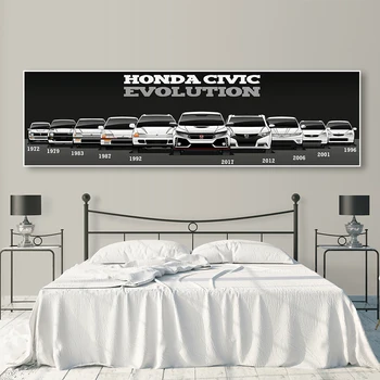 Sienas Mākslas Moduļu Attēlu Plakātu, Auduma Iespiestas Retro Honda CIVIC Automašīnu Krāsošana Mūsdienu Mājas Dekorēšana Dzīvojamā Istaba 1 gab Banner