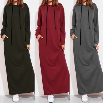 Sieviete hoodies kleita vestidos mujer de kapuci femme drēbes, krekls kleitas streetwear lielgabarīta potītes garuma gara kleita