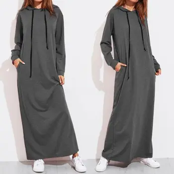 Sieviete hoodies kleita vestidos mujer de kapuci femme drēbes, krekls kleitas streetwear lielgabarīta potītes garuma gara kleita