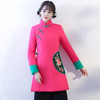 Sieviete Parka Ziemas Sieviešu Jaka, Mētelis Ar Mandarīnu Apkakles Silts Sieviešu Mētelis Augstas Kvalitātes Ķīniešu Stilā 2018 Jaunā Ziemas Kolekcija