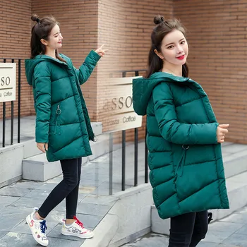 Sieviešu kokvilnas coat vidēja garuma 2019 jaunu korejiešu modes dūnu jaka dāmas silts, biezs