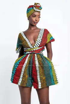 Sieviešu Āfrikas Apģērbu Indijas Dashiki Retro Drukāt Jumpsuit Mini Svārki, Šorti Puse Apģērbu Modes Ankara Kanga Vintage Vestidos