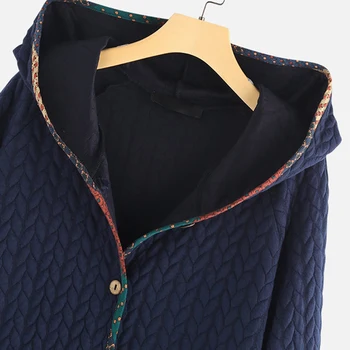 Sieviešu Žaketes Mētelis 2019 Vintage Kapuci Rudenī, Ziemā Silts Mētelis Pogu garām Piedurknēm Slim Outwear Plus Izmērs S-5XL Mēteli