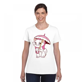 Sieviešu'short Piedurknēm Karikatūra Marijas Cat T Krekls Vasaras Gadījuma Kaķis Marijas Modelis T krekls Sievietēm ar īsām piedurknēm t-krekli meitene