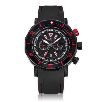Silikona Skatīties Vīriešu Sporta Stila Chronograph Red Black Top Luksusa Zīmolu Vīriešu Pulksteņi Vīriešu Pulksteņi Datums Militāro Pulkstenis