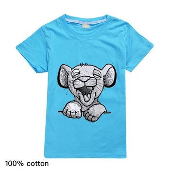 Simba Lion King Bērni bērnu T-krekls Kawaii Meitene Zēnu Drēbes Universāls Gudrs Īsām Piedurknēm Dzīvnieku Print Karikatūra T Krekli, Topi