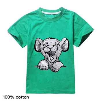 Simba Lion King Bērni bērnu T-krekls Kawaii Meitene Zēnu Drēbes Universāls Gudrs Īsām Piedurknēm Dzīvnieku Print Karikatūra T Krekli, Topi