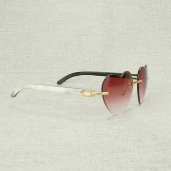 Sirds Formas bez apmales Koka Saulesbrilles Vīriešiem Dabas Melns Balts Buffalo Ragu Gafas Brilles Āra Kluba Briļļu Rāmji Oculos