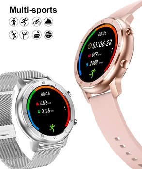 Skatīties Pilnu Touch Smart Sieviešu IP68 Ūdensnecaurlaidīga Rokassprādze EKG Sirds ritma Monitors Miega Uzraudzības Sporta Smartwatch Dāmām