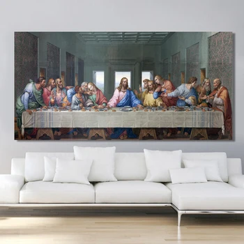 Slavenā Leonardo Da Vinči Pēdējo Vakariņu Eļļas Glezna uz Audekla Plakāti un Izdrukas Sienas Art Attēlus Dzīvojamā Istaba Dekori