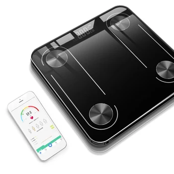 Smart Bluetooth Mēroga Grīdas Ķermeņa Svaru Skalas, USB Uzlāde, Rūdīts Stikls Body Fat BMI Svēršanas Svari