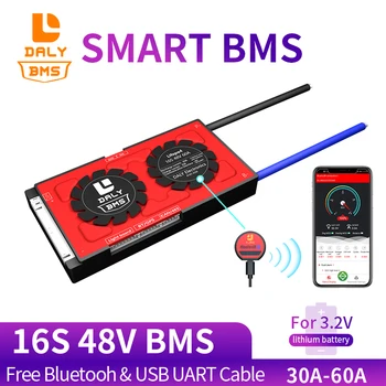 Smart BMS 16S 48V Bezmaksas Bluetooth 18650 Akumulatoru Aizsardzības pārvalde 3.2 V LiFePO4 30A 40A 60A