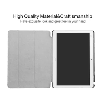 Smart Case, Lai Huawei MediaPad M3 Lite 10 10.1 BAH-W09 BAH-AL00 BAH-L09 Tablete vāka Pārsegs Stāvēt pu Ādas ar bezmaksas pildspalva+filma