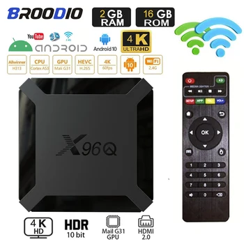 Smart TV Box Android 10 X96Q 4K HDMI 2.0 2.4 G Wifi Allwinner H313 Četrkodolu 1G 8G 2GB 16GB Media Player Set Top Box