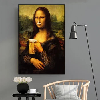 Smieklīgi Mona Lisa Dzert Alu Audekla Gleznas Slaveno Plakāti un Izdrukas Sienas Mākslas Moduļu Bildes viesistaba, Mājas Dekoru