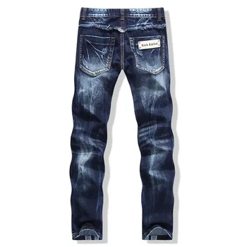 Sokotoo Vīriešu modes raibs savienoti ripped džinsi Vīriešu personības ādas kniežu slim taisnas džinsa bikses Bezmaksas piegāde