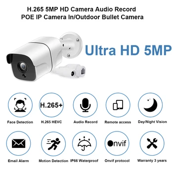 Sony H. 265 5MP Drošības Sejas Ieraksts AudioPOE IP Kameras Cilvēka Atklāšanas Āra Audio, Video Novērošanas AI Kameru VRR Sistēma