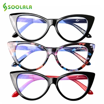 SOOLALA Anti Zilā Gaisma Pretbloķēšanas Cat Eye Lasīšanas Brilles Sievietēm Ziedu Brilles Rāmis Presbyopic Lasīšanas Brilles +1.0 4.0