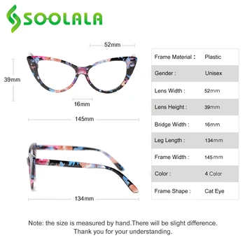 SOOLALA Anti Zilā Gaisma Pretbloķēšanas Cat Eye Lasīšanas Brilles Sievietēm Ziedu Brilles Rāmis Presbyopic Lasīšanas Brilles +1.0 4.0