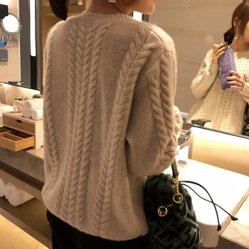 Speciāli Aitu Kašmira džemperis sievietēm bieza slinks zaudēt ārējā valkāt džemperi savīti adīti topi ziemas