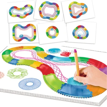 Spirograph Zīmēšanas rotaļlietas, kas Brīva stila Izdarīt Izveidot Dizainu Ievirzes Izglītības Mākslas Krāsas Krāsošana Spēle Izglītojošas rotaļlietas Bērniem