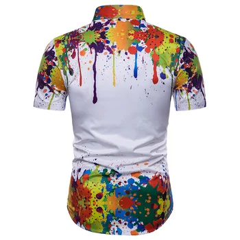 Splash Tintes Drukas Havaju Krekls Vīriešiem 2021Brand Jaunu 3D Īsām Piedurknēm Chemise Homme Vasaras Gadījuma Beach Ziedu Krekls Camisa Hombre