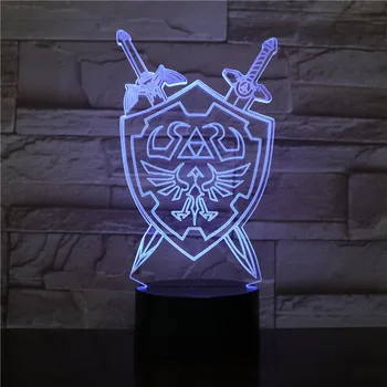 Spēli Legend of Zelda 3D LED Nakts Gaismas Pieskārienu Krāsu Maiņa Galda Lampas Guļamistabas Gultas Lampa, Mājas Apdare, NightLight Lampas