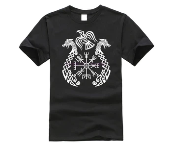 Streetwear Smieklīgi Izdrukāt Apģērbu hip-bara Mans t-krekls Topi, t-veida, Viking Valhalla Vegvisir Iedzēru t-krekls