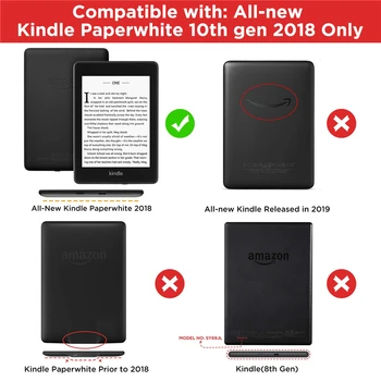 Stāvēt Gadījumā Kindle Paperwhite 4 PU Ādas Smart Cover, Lai Kindle Paperwhite 10. PQ94WIF 2018 Izlaists ar Ieloces Skava