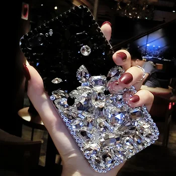 Sunjolly Rhinestone Gadījumā 3D Dimanta Bling Rozā Black Tālruņa Vāciņu coque par LG Q7 Q8 Q6 G7 G6 G5 G4 G3 V40 V30 V20 V10 K10 Gadījumos