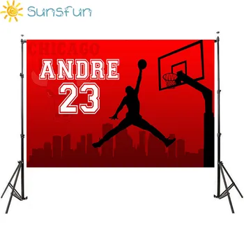 Sunsfun 7x5FT Red Basketbola Tiesa Tēmu Dzimšanas dienas Svinības Fona Foto Studija Kamera Fotografica