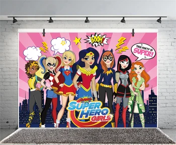 Super Varonis Meitenes Fons, Pilsētas Ēkas, Bērnu Dušas, Dzimšanas Dienas Puses Pielāgotus Foto Fona Foto StudioDecor Piederumi