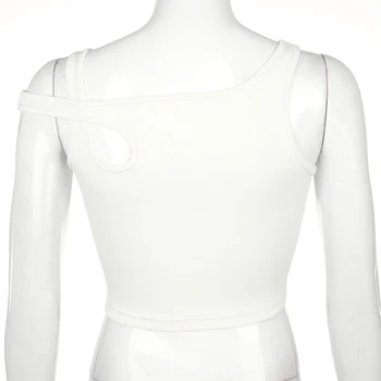 Sweetown Cietā Gadījuma Sieviešu Topi Apģērbi Piedurknēm Izdilis Sexy Izgriezt Bralette Kultūraugu Top Vasaras Streetwear Balts