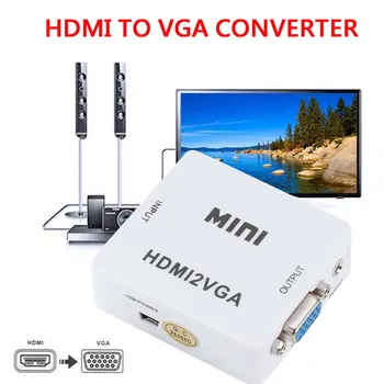 Sākotnējā 1080P HD MINI HDMI uz VGA Pārveidotājs Ar Audio HDMI 2 VGA Video Adapteri Lodziņā un Adapteri PC Xbox360 DVD PS3 PS4