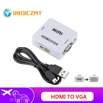 Sākotnējā 1080P HD MINI HDMI uz VGA Pārveidotājs Ar Audio HDMI 2 VGA Video Adapteri Lodziņā un Adapteri PC Xbox360 DVD PS3 PS4