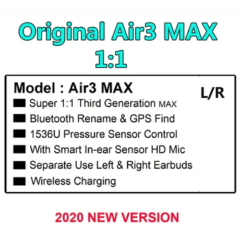Sākotnējā Air3 MAX TWS 5.0 Bluetooth Bezvadu Lādēšanas Super Bass Austiņas PKi9000 I900000 Pro i200000 i100000 i300000 Plus i9000