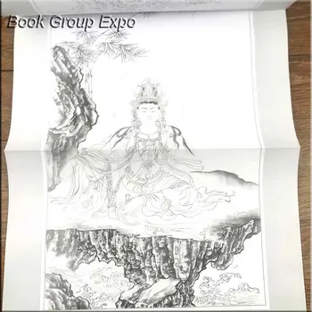 Sākotnējā liela mēroga praktiski balts skiču zīmēšanas, mākslas grāmatu par Buddism godness Guanyin / Ķīnas attēls krāsošanas Grāmatas