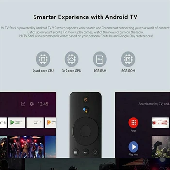 Sākotnējā Xiaomi Mi TV Stick Android TV 9.0 4 Core 1080P HD Audio Dekodēšana WiFi Google 1GB 8GB Netflix Smart TV Kastē Media Player