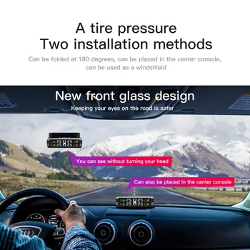 T5 Smart Auto TPMS Riepu Spiediena kontroles Sistēmu, Saules Enerģijas Ciparu LCD Displejs ar Auto Drošības Signalizācijas Salokāms 4 Ārējo Sensoru