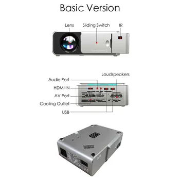 T6 FHD Led Projektors 4k 3500 Lumens HDMI USB 1080p Portatīvo Kino Proyector Projektoru Lcd Displejs Normālā Versija