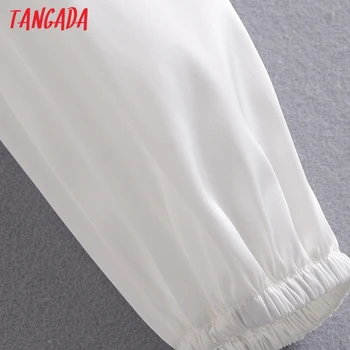 Tangada Sieviešu Retro Balts Kroku Kultūru Krekls ar garām Piedurknēm, Elegants Sieviešu Slim, Sexy Krekls Topi 3A26