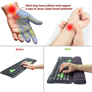 Tastatūras rokas balsts atbalsta spilvenu pad, ērti atmiņas putu polsterējumu, ergonomiskas rokas spilvena office & spēļu tastatūra