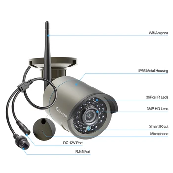 Techage 3MP 8CH Bezvadu Kameras Sistēma Audio Ieraksts Cilvēka Atklāšanas IP66 Wifi IP Kameras CCTV Vedio Drošības Serveillance Komplekts P2P