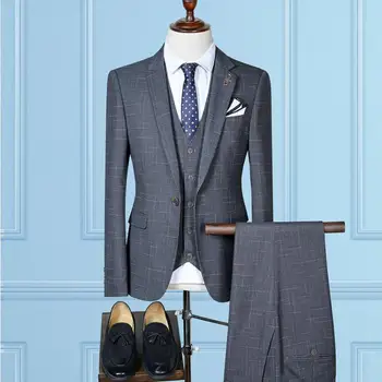 Terno Custom Slim Fit pielāgota uzvalks vīriešu vienu pogu kāzu Uzņēmējdarbības Žakete Vīriešu Groomsman Tērps Kostīms Mariage Homme tuxedos