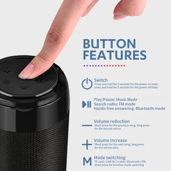 TG113C Bluetooth Portable Speaker Āra Skaļrunis Bezvadu Mini Kolonnā 3D 10W Stereo Mūzikas Atskaņotājs Atbalsta FM Aux TFCard
