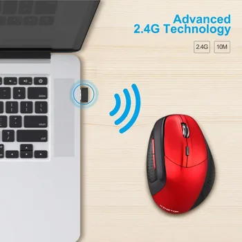 THU 2.4 G Bezvadu Peles Uzlādējams Ergonomisks Vertikālā Spēļu Pele 6 DPI līmeni līdz 4800DPI PC Klēpjdatoru MacBook