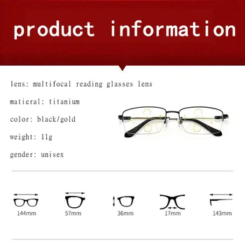 Titāna Rāmis Metāla Progresējoša Multifokāla Lasīšanas Brilles Bifocal Vīriešiem Anti Zilā Gaisma Vecuma Tālredzība Brilles Sievietēm Augstas Quality1.5